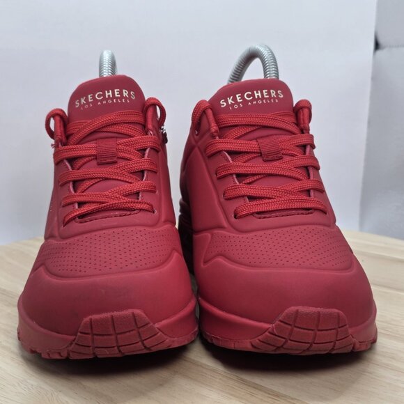 Womens Size 6.5 - Skechers Los Angeles Street Uno Red Lace up Sneakers July 4 - Picture 2 of 9
